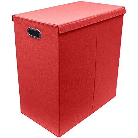 Sorbus Laundry Hamper Sorter with Lid Closure - Double (Red)