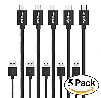 Micro USB Cable, ZiBay 5-PACK USB A-Male to Micro B Sync Cable for Kindle, Samsung, HTC, Motorola, Nokia, Android, and More (5-Feet)