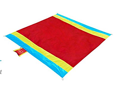 Beach Blanket XL Extra Large Oversized 7 x 7 Feet, Lightweight and Sand Proof with 4 Stakes, For Outdoor Camping, Big Family Picnic Mat, Throw or Shade Tarp
