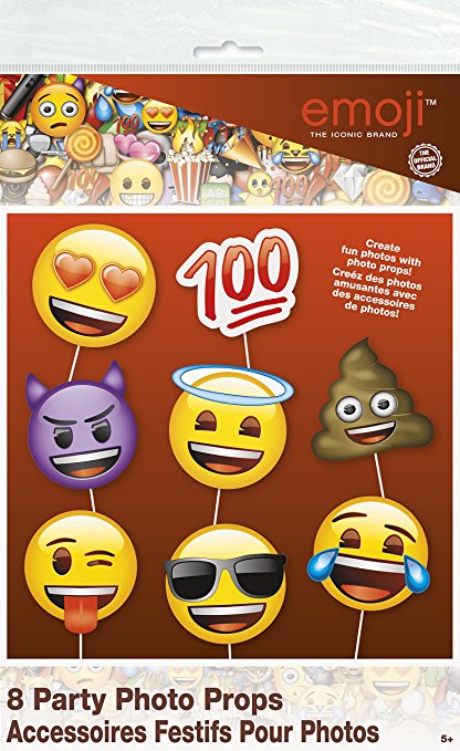 Emoji Party Supplies - Emoji Faces Photo Booth Props, 8pc