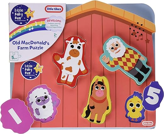 Little Tikes Baby Bum Musical Wooden Puzzle - Farm Pack, Multicolor