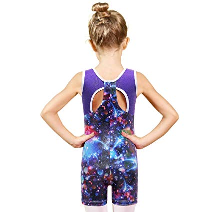 BAOHULU Girls Leotards for Gymnastics with Shorts Tank Biketards Sparkle Painted Athletic Clothes