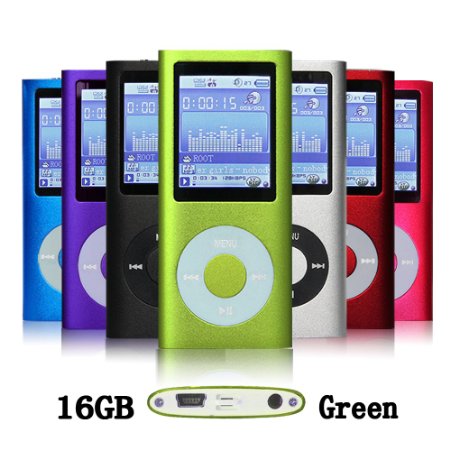 GGMartinsen 16 GB Green Portable MP3MP4 Player with Multi-lingual OS  Multi-Functional MP3 Player  MP4 Player with Mini USB Port Voice Recorder  Media Player-Shipped from US  USA Warehouse