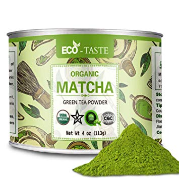 Organic Matcha Green Tea Powder-USDA Organic Certified, 4oz(113g) Tin, 100% Natural & Pure, Ceremonial Grade, No Additives or Fillers, NO GMO