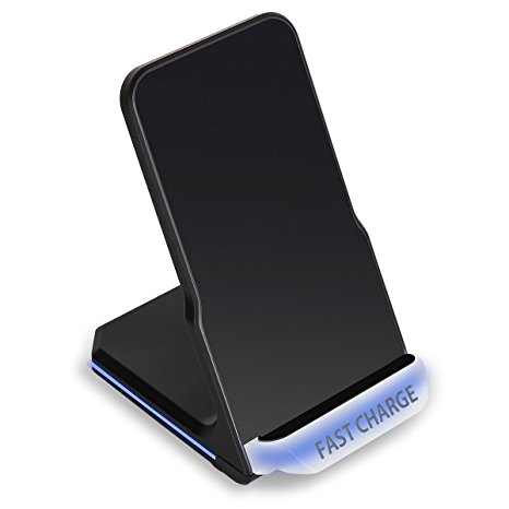 Wireless Charger 2 Coils QI Fast Wireless Charging Pad Stand for Samsung Galaxy Note 8 S8 Plus S8  S8 Galaxy S7 S7 Edge Note 5 S6 Edge Plus W2017 and Wireless Standard Charging for Apple iPhone X 8 8P