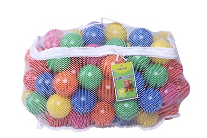 Click N' Play Pack of 100 Phthalate Free BPA Free Crush Proof Plastic Ball, Pit Balls - 6 Bright Colors in Reusable and Durable Storage Mesh Bag with Zipper