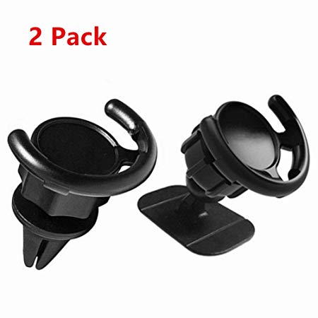 2Pack Car Mount For Pop Socket,360 Rotation Dashboard Desk Wall phone Mount Air Vent Car Mount Phone Holder Socket Stand For Pop Stand Sockets And Grips for iphone and Other Cellphone (2 pack black) (Black)