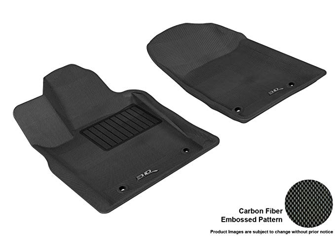 3D MAXpider Front Row Custom Fit All-Weather Floor Mat for Select Dodge Durango / Jeep Grand Cherokee Models - Kagu Rubber (Black)