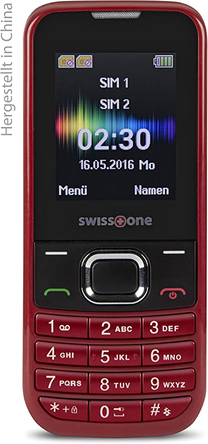swisstone SC 230 Dual SIM Mobile Phone 4.5 cm (1.8 Inches) with Extra Large Illuminated Colour Display Red