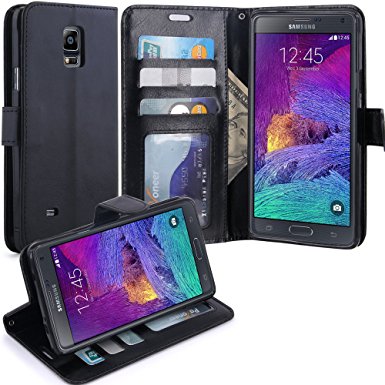 LK Note 4 Case, Galaxy Note 4 Wallet Case, Luxury PU Leather Case Flip Cover with Card Slots and Stand For Samsung Galaxy Note 4, Balck