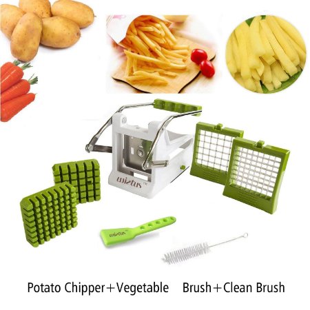 French Fry Cutter,WietusTM Potato Vegetable chipper /Premium French Fry Cutter/Potato Slicer Complete Bundle Includes 3-in-1 Peeler/Fruit brush Clean Brush