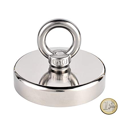 Uolor 300KG Pulling Force Round Neodymium Magnet, Super Powerful Fishing Magnets, N52 Magnetic Grade and 90mm Diameter, Great for Magnet Fishing and Salvage in River