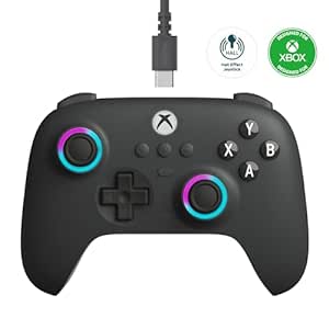 8Bitdo Ultimate C Wired Controller for Xbox, RGB Lighting Fire Ring and Hall Effect Joysticks, Compatible with Xbox Series X|S, Xbox One, Windows 10/11 - Officially Licensed (Dark Gray)