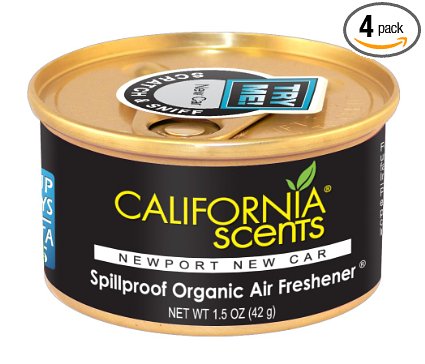 California Scents Spillproof Organic Air Freshener, Newport New Car, 1.5 Ounce Canister (Pack of 4)