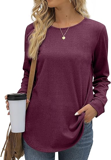 Aokosor Womens Long Sleeve Tops Casual Crewneck Tunic Sweatshirts for Legings