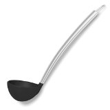 Silicone and Stainless Steel Black 4 Ounce Soup Ladle wCoolGrip Handle and Flexedge Silicone by Cooler Kitchen 4 Oz