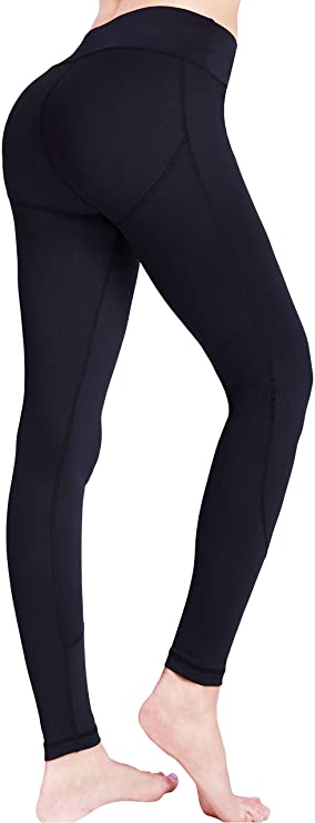 UURUN High Waist Workout Capri Leggings with Side Pockets/Full Length Yoga Pants with Hidden Pockets-Non See Through
