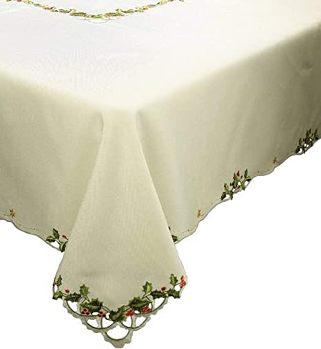 Xia Home Fashions Winter Berry Christmas Table Cloth, 65 by 140-Inch