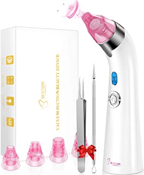 BESTOPE Blackhead Remover Pore Cleanser with 4 Interchangeable Beauty Heads 2 Blackhead Extractor Facial Beauty Device