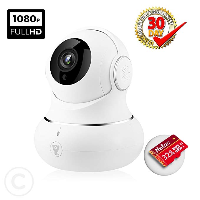AIWOGEP WiFi Baby Monitor with Night Vision and HD 1080P and Real-time Two Way Audio for Baby Safety(WHITE)