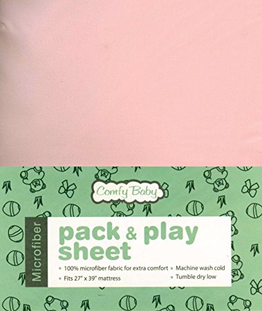Comfy Baby Super Soft Microfiber Fitted Pack 'N Play Sheet (Light Pink)