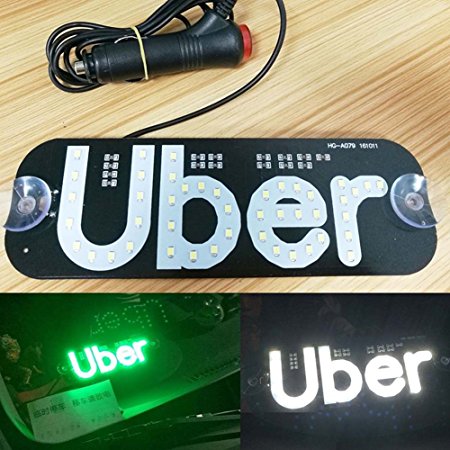 LED UBER Sign Car Rideshare Light Cab Inside Car Windshield Side Windows Display (green)