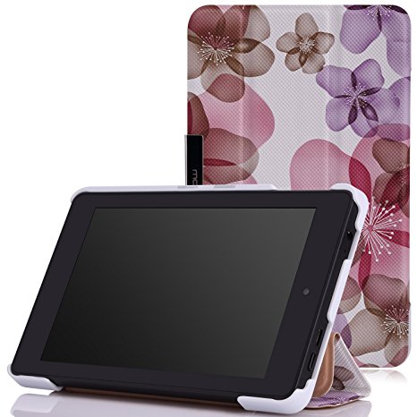 MoKo Case for Fire HD 6 - Ultra Slim Lightweight Smart-shell Stand Cover for Amazon Kindle Fire HD 6 Inch 2014 Tablet, Floral PURPLE