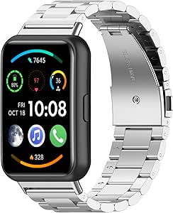 Bands Compatible with Huawei Watch Fit 2 Watch Strap Solid Stainless Steel Link Men Wristband Metal Watch Band for Huawei Watch Fit 2