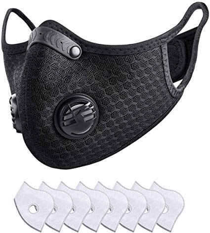 Reusable Dust Mask Activated Carbon Dustproof Mask with 8 Carbon N99 Filters Dust Breathing Mask for Pollen Allergy Woodworking Mowing Running Cycling Outdoor Activities(1 PACK)