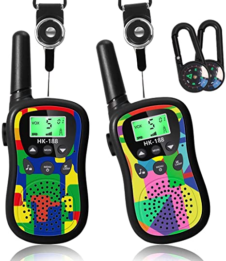 Walkie Talkies for Kids 22 Channels 2 Way Radio Kids Toys with Backlit LCD & Flashlight, Best Gifts Toys for 3-12 Year Old, Up to 3 Miles Range for Outside Adventures - 2 Pack