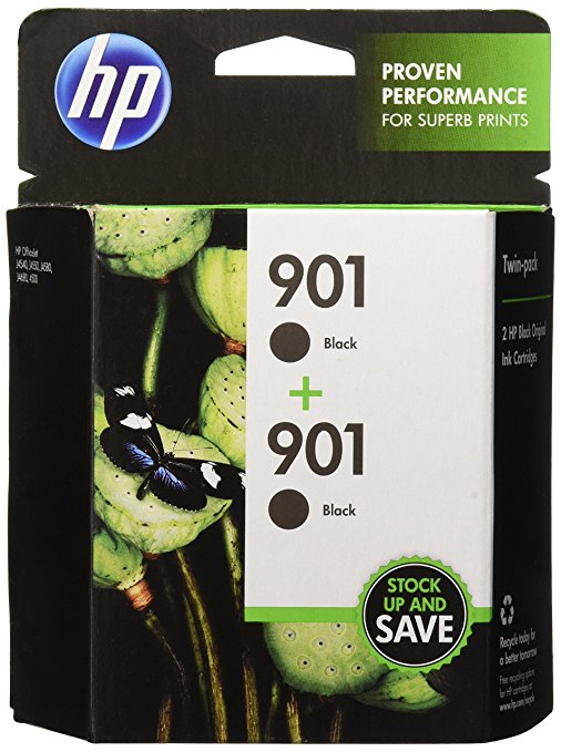 HP 901 Black Original Ink Cartridges, 2 pack (CZ075FN)