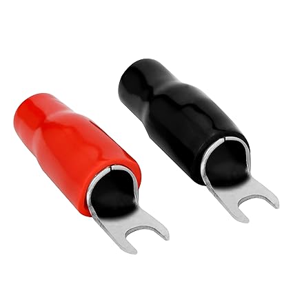 Conext Link 20pcs Barrier Spade Fork Terminal Connector 4 GA AWG Gauge Crimp Red Black Boot （16554）