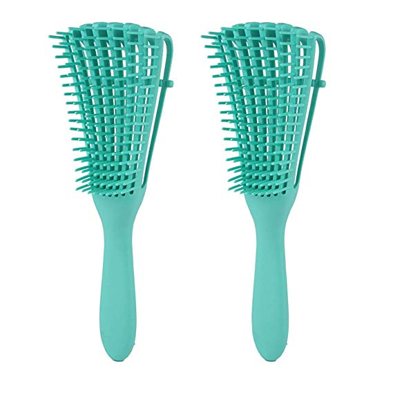 Messen Detangling Brush for Curly Hair Hair Detangler Afro Textured 3a to 4c Kinky Wavy for Wet Dry Long Thick Curly Hair, Exfoliating Your Scalp for Beautiful and Shiny Curls(2 Pack,Green)