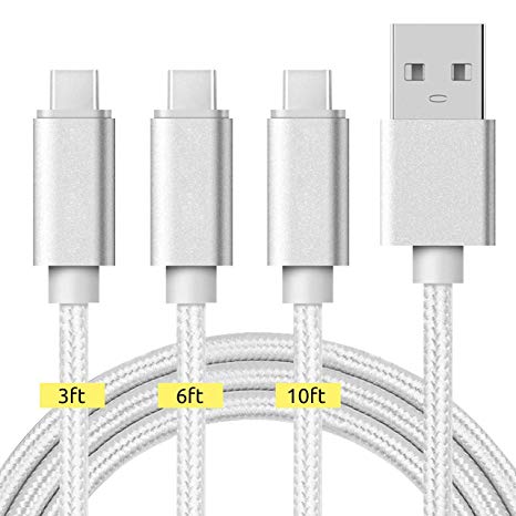 JFONG Type C 3 Pack Type-C Cable USB C to USB A Charger USB Syncing Nylon Braided Fast Cord Charger Compatible Samsung Galaxy S9 S8 Note 8, Pixel, LG V30 G6 G5, Nintendo Switch, OnePlus 5 3T TYPEC