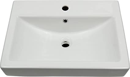 24 inch x 17 inch Rectangular Above Counter Porcelain Ceramic Vanity Vessel Sink, White