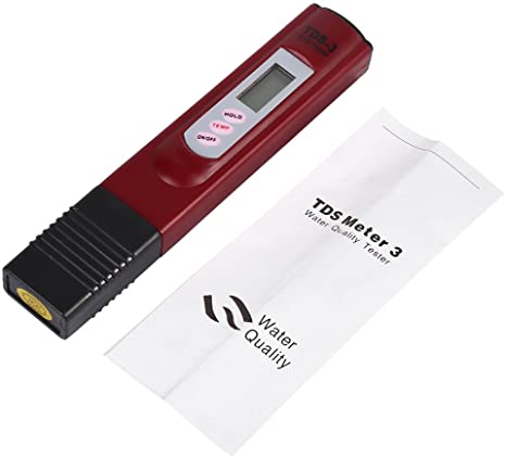 Digital LCD Water Quality Testing Pen Purity Filter TDS Meter Tester 0-9990 PPM Temp Portable(Red)