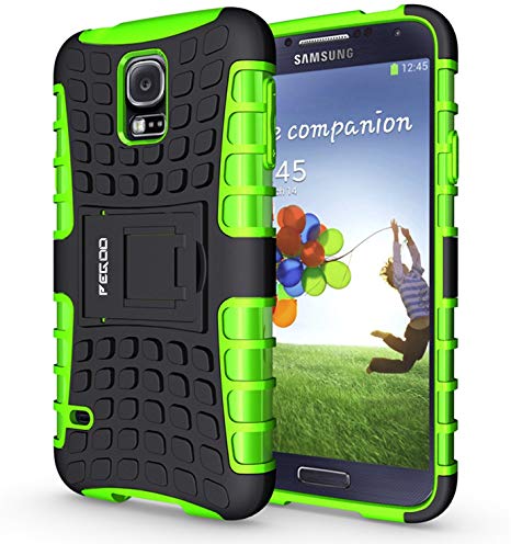 S5 Case,Pegoo Shockprooof Impact Resistant Hybrid Heavy Duty Dual Layer Armor Hard Plastic and Soft TPU With a Kickstand Protective bumper Cover Case for Samsung Galaxy S5 (Green)