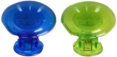 Steripod Clip-on Toothbrush Sanitizer (2 Pack Green and Blue)