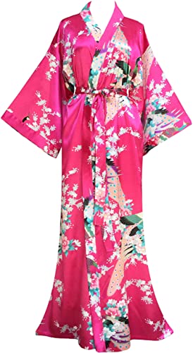 Women's Kimono Long Robes Peacock and Blossoms Printed 1920s Kimono Nightgown 2XL 3XL 4XL