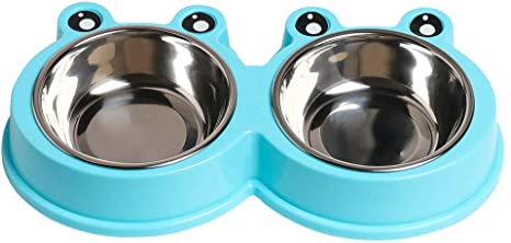 JOCHA Stainless Steel Dog Cat Food Bowl Water Feeder Non-Slip Design Resistant Silicone Mat Non Slip Design Prevent Slipping for Little Size Dogs/Cats