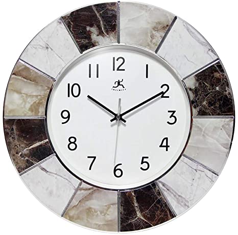 Modern Marble Decorative Office Clock 16 inch Easy to Read Faux Marble Frame Quartz Movement Business Clock Home Office by Infinity Instruments