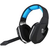 HUHD 24Ghz Optical Wireless Gaming Headset HW-398M for XBox 360 PS43 PC Compatible With XBox One If You Have Kinect or Microsoft Adapter  Noise Cancelling Detachable Microphone Blue