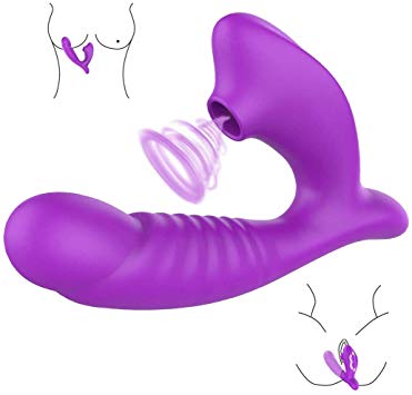 Clitoral Sucking Vibrator Clitoris Stimulator & G Spot Dildo with 10 Powerful Suction & Vibration Patterns Waterproof Rechargeable Clit Sucker Oral Adult Sex Toys for Women Couples