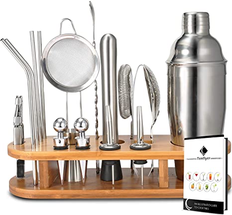 Cocktail Making Set, 18 Pieces Cocktail Shaker Set 750ml Stainless Steel Bar Tool Set, Bartender Kit with Display Stand