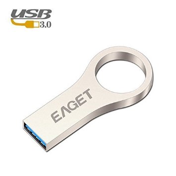 Eaget U66 USB 3.0 High Speed Capless Flash Drive,Water Resistant,Shock Resistant,Integrated All-Metal Key Ring Sealed Design,Compact Size,16GB