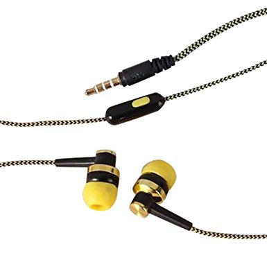 Corded Headset,ZIYUO 3.5mm Bass Stereo In-Ear Headset Earbuds (Yellow)