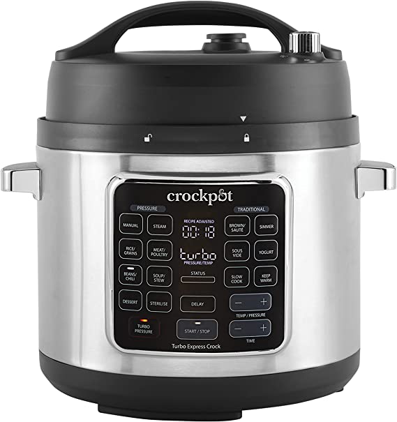 Crockpot Turbo Express Pressure Multicooker | 14-in-1 Functions | Slow Cooker, Steamer, Pressure Cooker & More | 5.6L (6  People) | CSC062