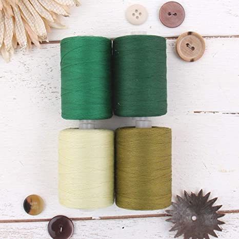 Threadart 100% Cotton Thread Set | 4 Green Tones | 1000M (1100 Yards) Spools | For Quilting & Sewing 50/3 Weight | Long Staple & Low Lint | Over 20 Other Sets Available