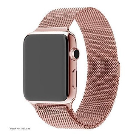 Pandawell Apple Watch Band, Stainless Steel Replacement Watchband Strap Wrist Band with Adapter for Apple Watch & Sport & Edition - 38mm - Rose Gold