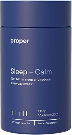 Proper Sleep   Calm - Natural Healthy Sleep Solution and Sleep Aid for A Full Night of Restful Sleep, Relaxation and Stress Relief - 60 Vegan Capsules, No Melatonin, Non-GMO, Sugar-Free, Time Release